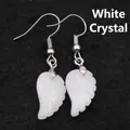 Pendientes colgantes de cristal blanco natural con forma de ala para mujer joyas - Cristal de roca