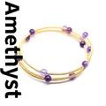 Elegante bracciale a 3 strati placcato oro con perline di ametista viola da donna - Stile a Spirale a 3 Strati (aljylb1452) / Ametista