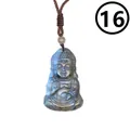 Natural hand-carved labradorite Buddha gemstone pendant with blue flash for meditation - Style 16-Buddha