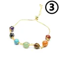 Handmade 7 chakra natural stone crystal adjustable bracelet with 14K gold plated chain - Wire Woven Cage Style / Adjustable Slide Clasp / Style 3