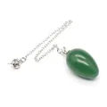 Aventurine natural green stone egg-shaped dowsing pendulum with silver metal chain - Aventurine Jade