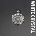 Elegant silver filigree lace pendant featuring a round natural clear quartz gemstone center - Clear Quartz (aljylp1545)