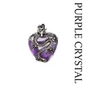 Collana con pendente a cuore in ametista stile retrò con decorazione drago d'argento - Ametista