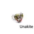 Bague en pierre Unakite en forme de cœur avec accents de rose et anneau ajustable - Unakite