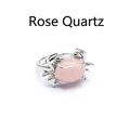 Modischer silberner Krabbenring mit einem glatten ovalen rosa Rosenquarz-Edelstein - Rosenquarz Krabbenring