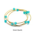 Elegante bracciale a tre strati in filo placcato oro con perle di cristallo verde - Stile a Spirale a 3 Strati (aljylb1452) / Cristallo Verde
