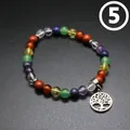 Handmade natural seven-color chakra stone bracelet with Tree of Life charm, variant 5 - Style 5