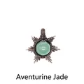 Hand-wrapped copper sun pendant featuring a round green aventurine stone on a white background. - Sun / Aventurine Sun (Ancient Bronze)
