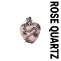 Collana con pendente a cuore in quarzo rosa avvolto da un dragone d'argento vintage - Quarzo rosa