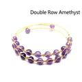 Bracciale a doppio strato in ametista con filo avvolto placcato oro 24k - Stile Avvolto a Doppio Strato (aljylb1452) / Ametista a Doppia Fila