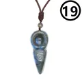 Carved natural labradorite goddess pendant with blue flash and spiral engraving, SKU 19 - Style 19-Goddess