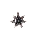 Handmade vintage copper wire-wrapped sun pendant with natural black obsidian stone bead - Sun / Obsidian Sun (Ancient Bronze)