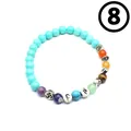 Natürliches 7-Chakra-Heilkristall-Steinperlenarmband mit OM-Silber-Abstandshaltern - Stil 8 (Türkisfarben) / 6mm Perle