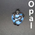 Collana con ciondolo in opale azzurro a forma di cuore con drago argento vintage - Opale