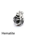 Handcrafted silver frog prince pendant clutching a natural round dark gray hematite bead - Hematite