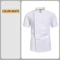Short-sleeve white chef jacket breathable uniform for restaurant kitchen use - M / Tops / White