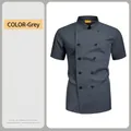 Professional short sleeve chef jacket uniform for restaurant kitchen in dark gray - M / Tops / Gray