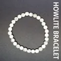 Elegant natural white howlite stone round bead bracelet for women in minimalist style - 6mm / Howlite