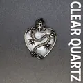 Ciondolo collana vintage in cristallo bianco a forma di cuore di drago variante SKU - Cristallo di rocca