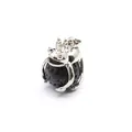 Wholesale silver frog prince pendant holding a natural black lava rock bead accessory - Lava Stone