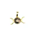 Triple moon goddess rhodonite gemstone pendant with 24K gold plated finish for necklaces - Pendant Only (No Chain) / Rhodonite