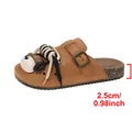 Detail showing platform clog heel height at 2.5cm or 0.98 inch for size reference. - 36 / Brown