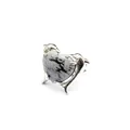 Anello regolabile in ossidiana a fiocco di neve a forma di cuore con doppio design delfino - Ossidiana Fiocco di Neve