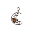 Handmade wire wrapped crescent moon pendant featuring a natural polished tiger's eye bead - Moon / Tiger's Eye Moon (Ancient Bronze)