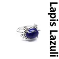 Kreativer silberner Krebsring mit ovalem Lapislazuli-Edelstein, verstellbare Größe - Lapislazuli Krabbenring