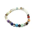 Handgemachtes 7-Chakra-Naturstein-Yoga-Armband mit 6-mm-Perlen und Metall-Symbolen - Stil 12 (Chakra-Farben) / 6mm Perle