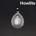 Vintage waterdrop pendant with white turquoise stone and ornate silver filigree border - Howlite Pendant / Howlite