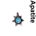 Handmade vintage copper wire-wrapped natural blue apatite sunburst charm pendant necklace - Sun / Apatite Sun (Ancient Bronze)
