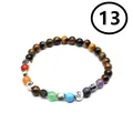 7-Chakra-Natursteinarmband mit 6mm Tigerauge-Perlen und Metalldistanzstücken Variante 13 - Stil 13 (Tigerauge) / 6mm Perle