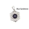 Élégant pendentif en pierre de sable bleu avec une monture en filigrane argenté ciselé - Gres Bleu (aljylp1545)