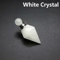 Ciondolo in cristallo bianco naturale a forma di diamante per oli essenziali - Cristallo di rocca / Argento