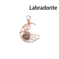 Handmade rose gold wire wrapped crescent moon pendant with natural labradorite stone - Moon / Labradorite (Rose Gold)