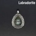 Vintage silver filigree waterdrop pendant with natural labradorite stone for women - Labradorite