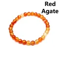 Natural 6mm red carnelian agate beaded bracelet for women, minimalist stretch jewelry - 6mm / Red Agate