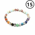 Handgefertigtes 7 Chakra Natursteinperlen Armband mit 6mm Perlen und Yoga-Symbolen - Stil 15 (Chakra-Naturstein) / 6mm Perle