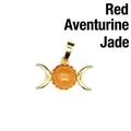 Triple moon goddess pendant necklace with red aventurine stone and 24K gold plating - Pendant Only (No Chain) / Red Aventurine