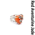 Elegant heart-shaped red aventurine stone ring with flower accents and adjustable band - Red Aventurine