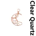 Handcrafted rose gold wire wrapped moon pendant featuring a natural clear quartz gemstone bead - Moon / Clear Quartz (Rose Gold)