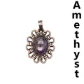 Vintage-Kupferanhänger im Retro-Hohl-Design mit einem ovalen lila Amethyst-Edelstein - Amethyst
