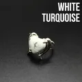 Anello in pietra howlite naturale a forma di cuore con design a doppio delfino e fascia regolabile - Howlite