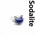 Künstlerischer silberner Krabbenring mit poliertem blauem Sodalith-Edelstein für Damen - Sodalith Krabbenring