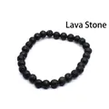 Natural black lava stone beaded bracelet with 6mm round porous beads - 6mm / Lava Stone