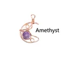 Hand-woven crescent moon pendant with natural purple amethyst stone in rose gold wire - Moon / Amethyst (Rose Gold)