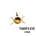 Triple moon pendant necklace with natural tiger eye stone in gold plating - Pendant Only (No Chain) / Tiger's Eye