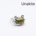 Eleganter Krabbenring aus Mode mit einer natürlichen ovalen grünen Unakit-Steinschale - Unakit Krabbenring
