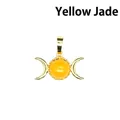 Elegant 24K gold plated triple moon pendant featuring a round yellow jade gemstone - Pendant Only (No Chain) / Topaz